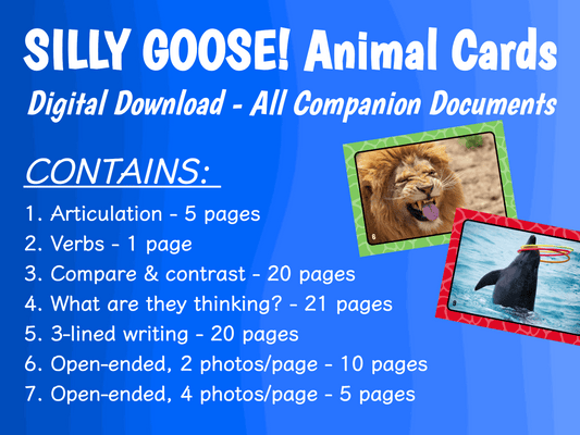 Digital Download Companions | SILLY GOOSE! Animal Cards | Speech Language Therapy